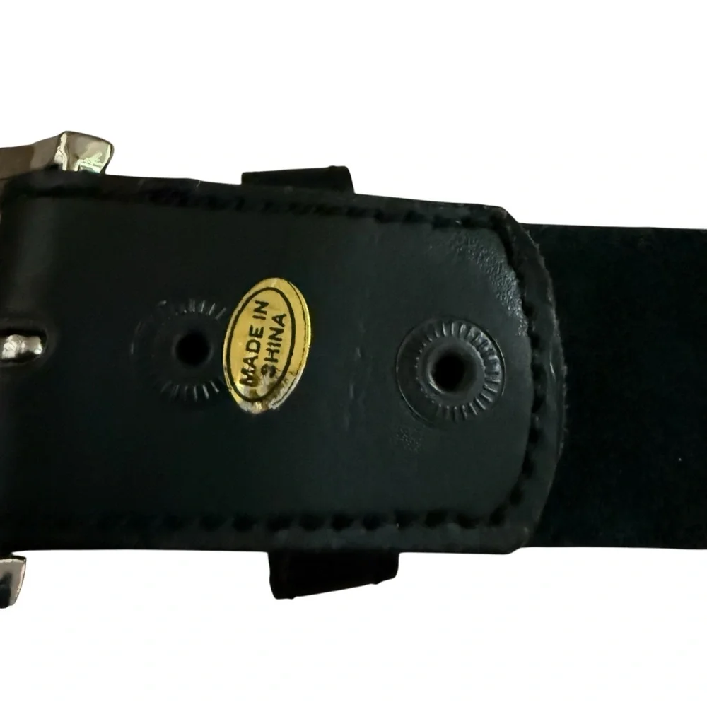 Punk Rock Skull Iron Cross Y2K Goth Black Belt Removable Buckle Edgy Size 34-36 - Picture 8 of 13